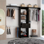 Closet Manchester, Wengue, con cajón deslizable y tres tubos cromados para colgar ropa - vista 4