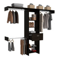 Closet Manchester, Wengue, con cajón deslizable y tres tubos cromados para colgar ropa - vista 1