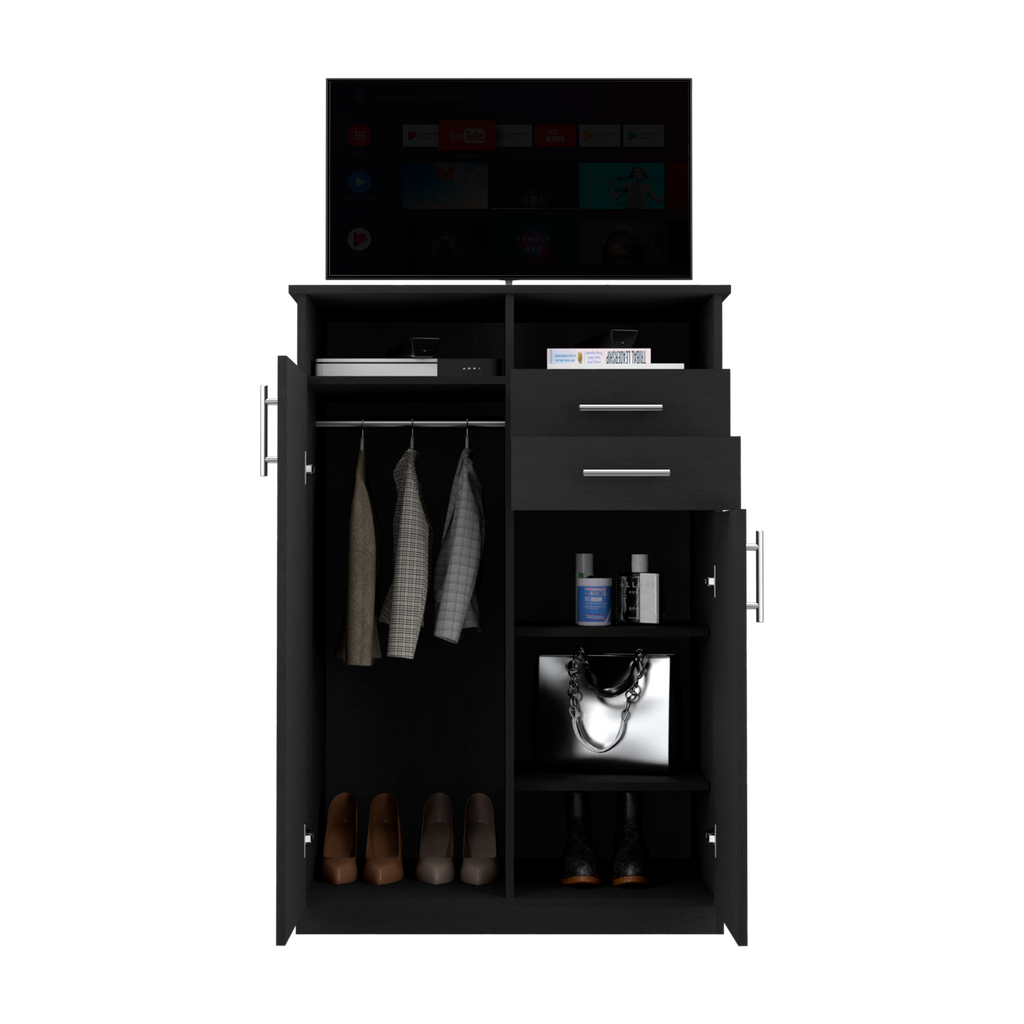 Closet Donat, Wengue, con Dos Cajones Deslizables y Tres Entrepaños Móviles - vista 3
