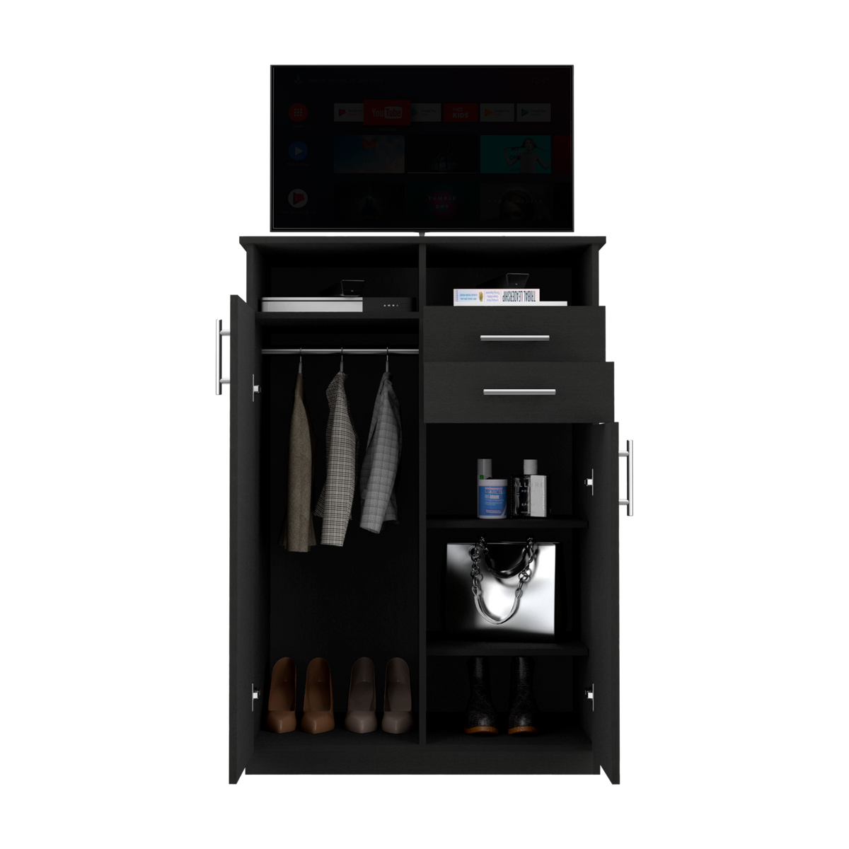 Closet Donat, Wengue, con Dos Cajones Deslizables y Tres Entrepaños Móviles - vista 3