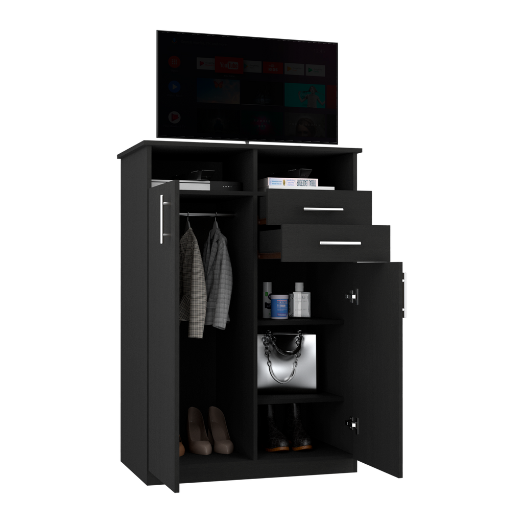 Closet Donat, Wengue, con Dos Cajones Deslizables y Tres Entrepaños Móviles - vista 4