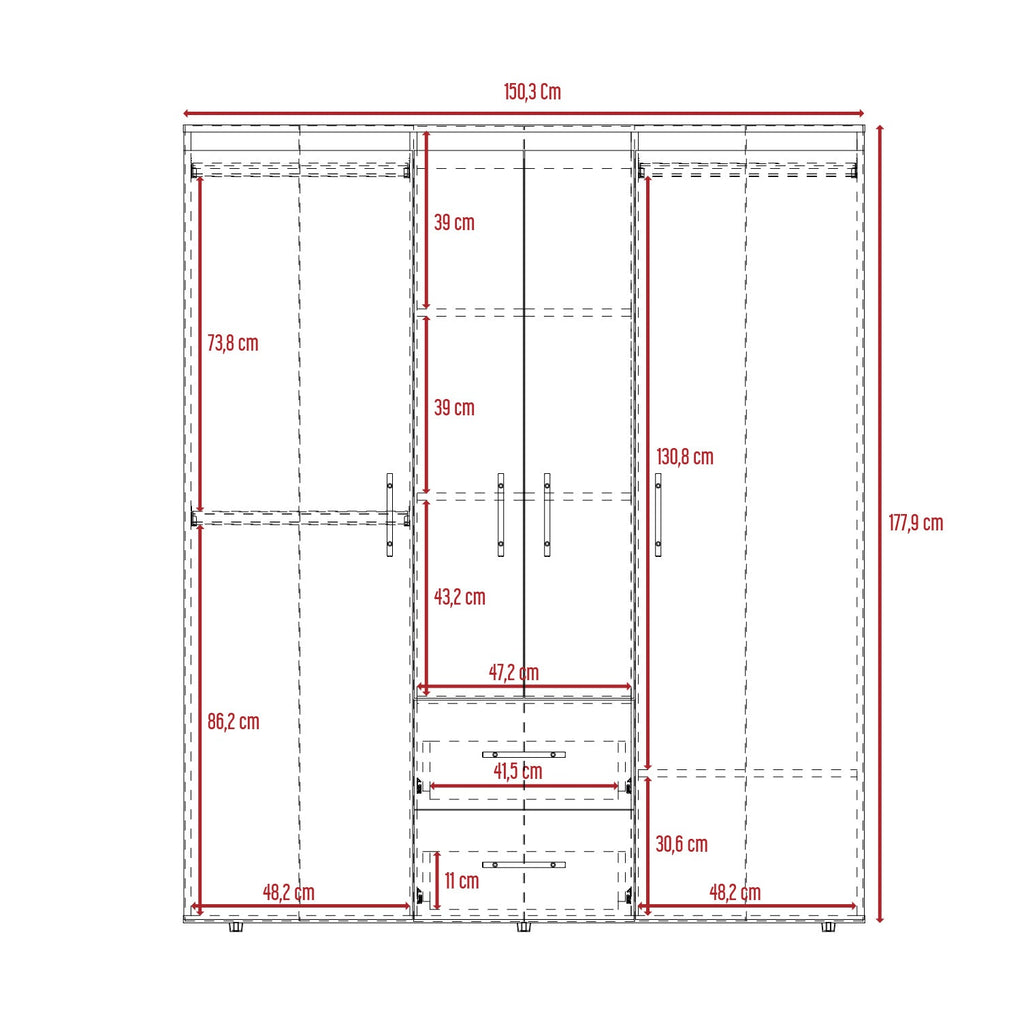 Closet Bariloche Eco 150, Wengue, con amplios espacios y entrepaños para organizar - vista 5