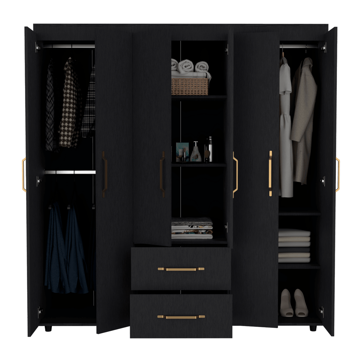 Closet Golden, Wengue, Variedad de Entrepaños y Seis Puertas Abatibles - vista 6