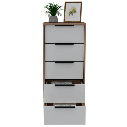 Comoda Kaia / 5 Cajones - Miel / Blanco