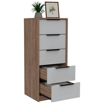 Comoda Kaia / 5 Cajones - Miel / Blanco