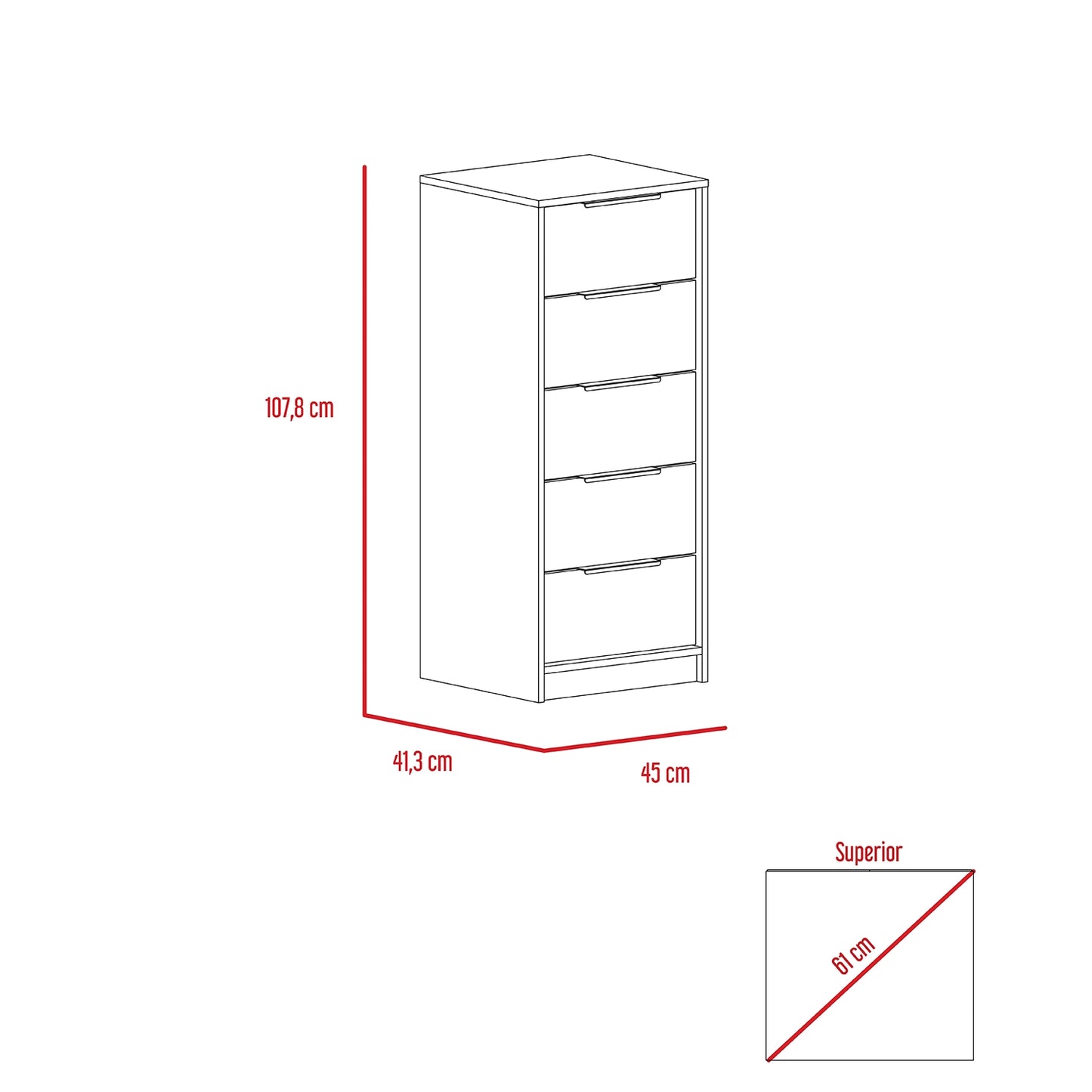 Comoda Kaia / 5 Cajones - Miel / Blanco