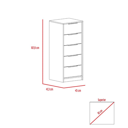 Comoda Kaia / 5 Cajones - Miel / Blanco