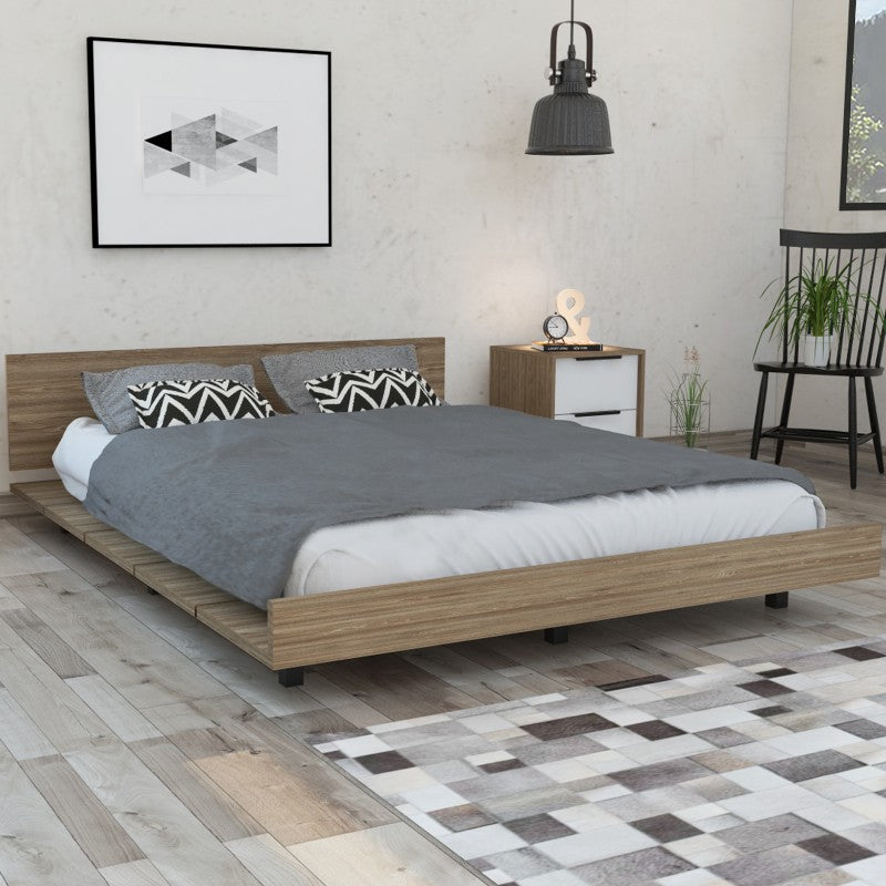 Base Cama Kaia, Miel y Blanco, de dos plazas  y tendido de tablas - vista 2