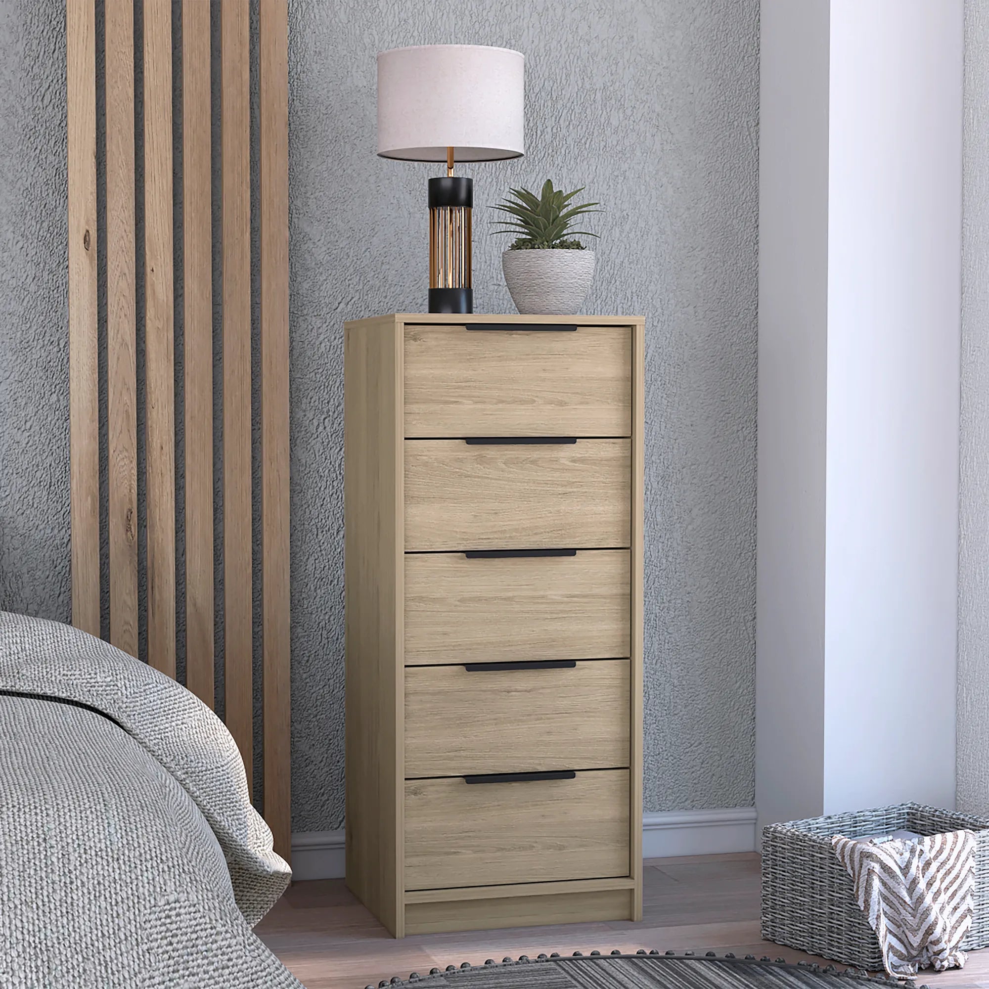 Comoda Kaia / 5 Cajones - Rovere / Blanco Marquez