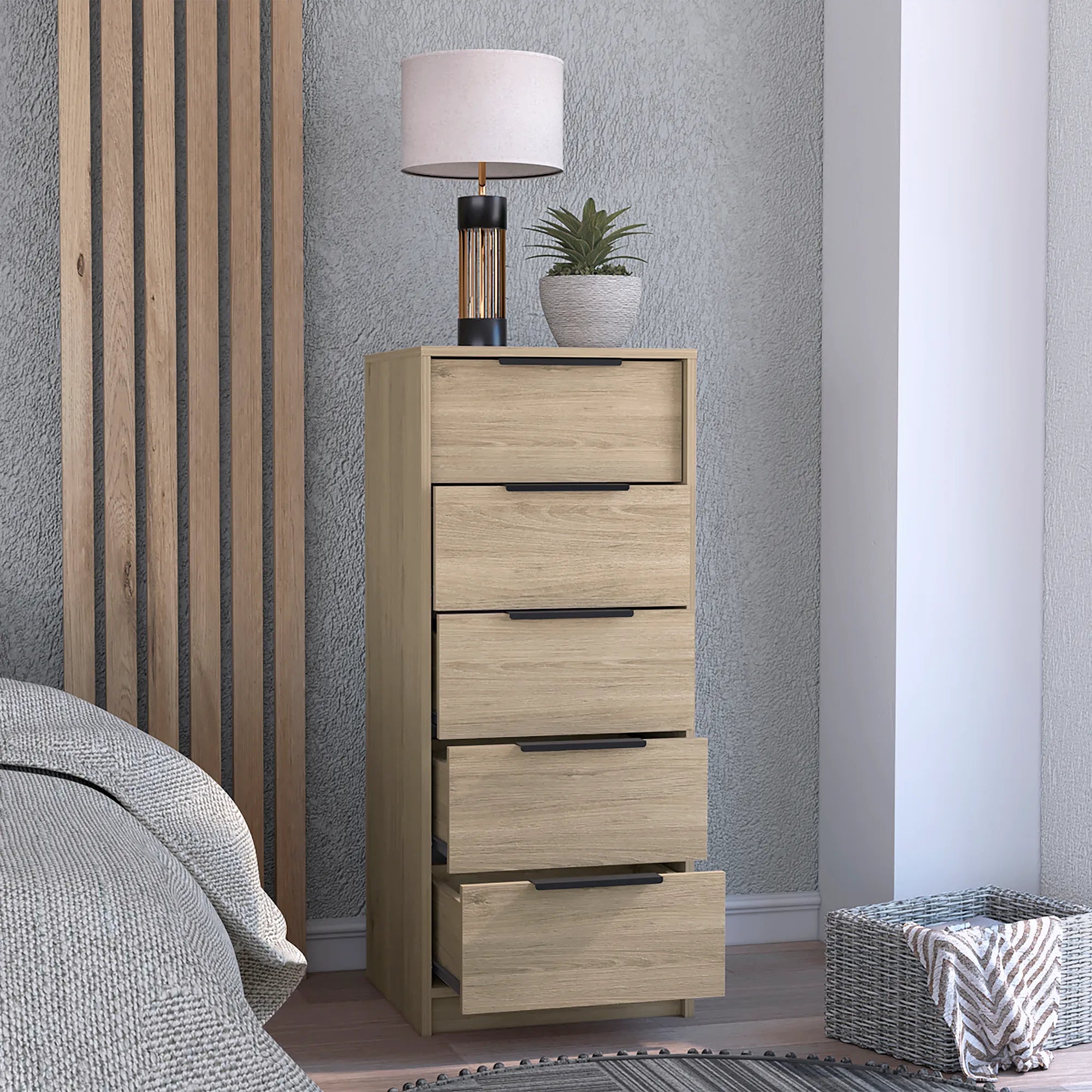 Comoda Kaia / 5 Cajones - Rovere / Blanco Marquez