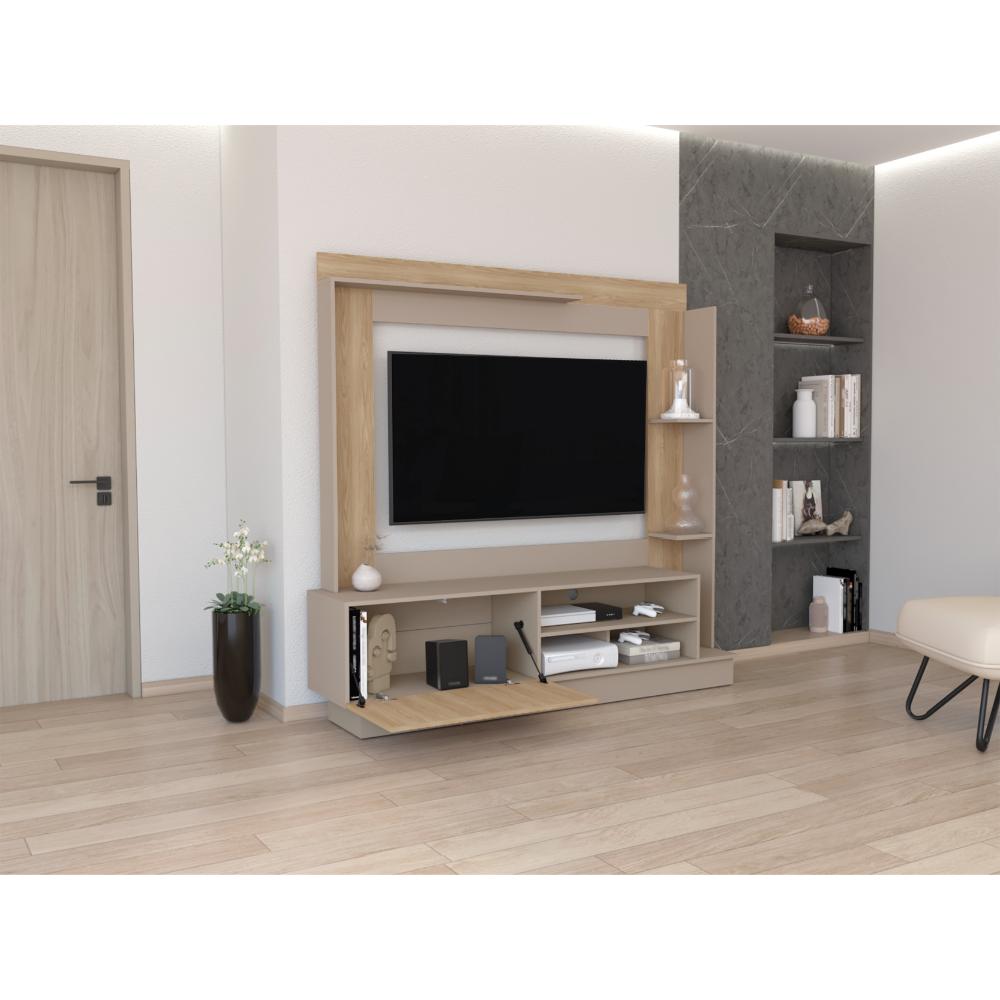 Rack Para Tv 70" Doha, Cocoa y Miel, Con Variedad de Entrepaños - vista 2
