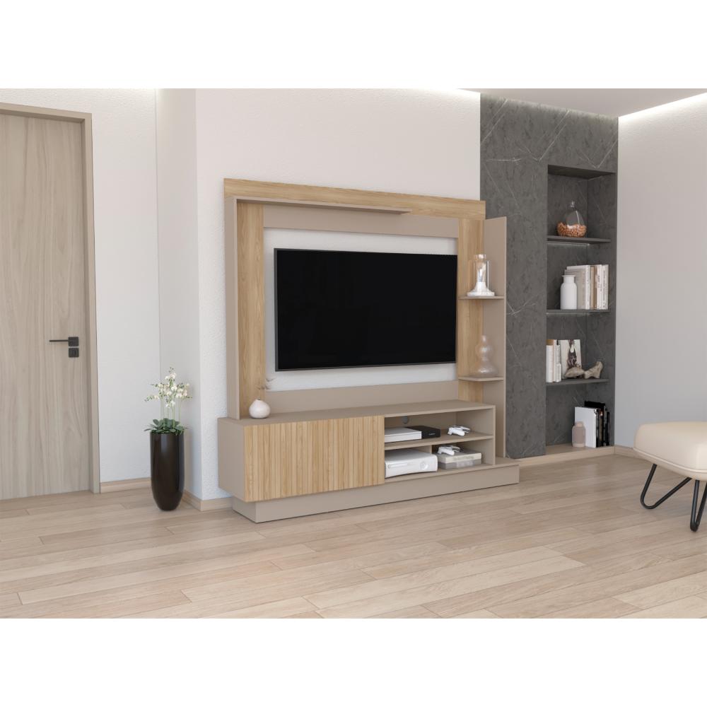 Rack Para Tv 70" Doha, Cocoa y Miel, Con Variedad de Entrepaños - vista 1