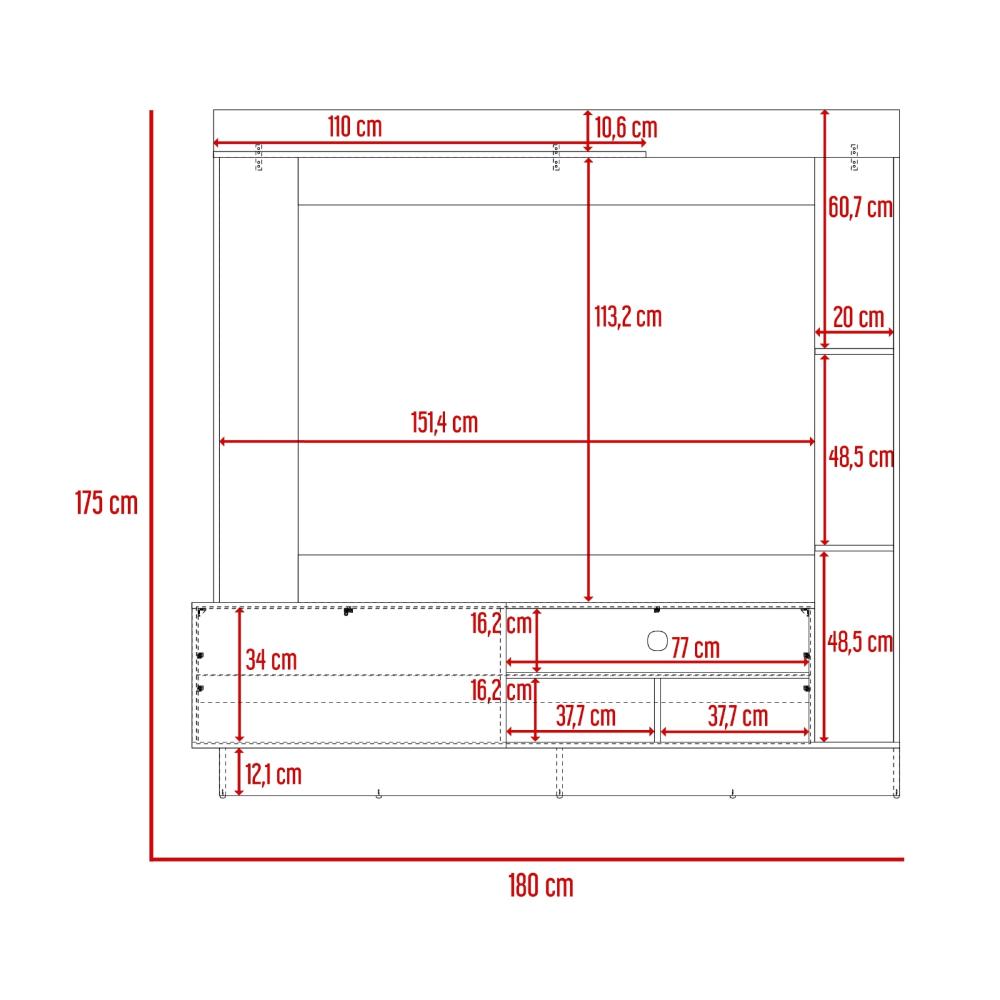 Rack Para Tv 70" Doha, Cocoa y Miel, Con Variedad de Entrepaños - vista 17