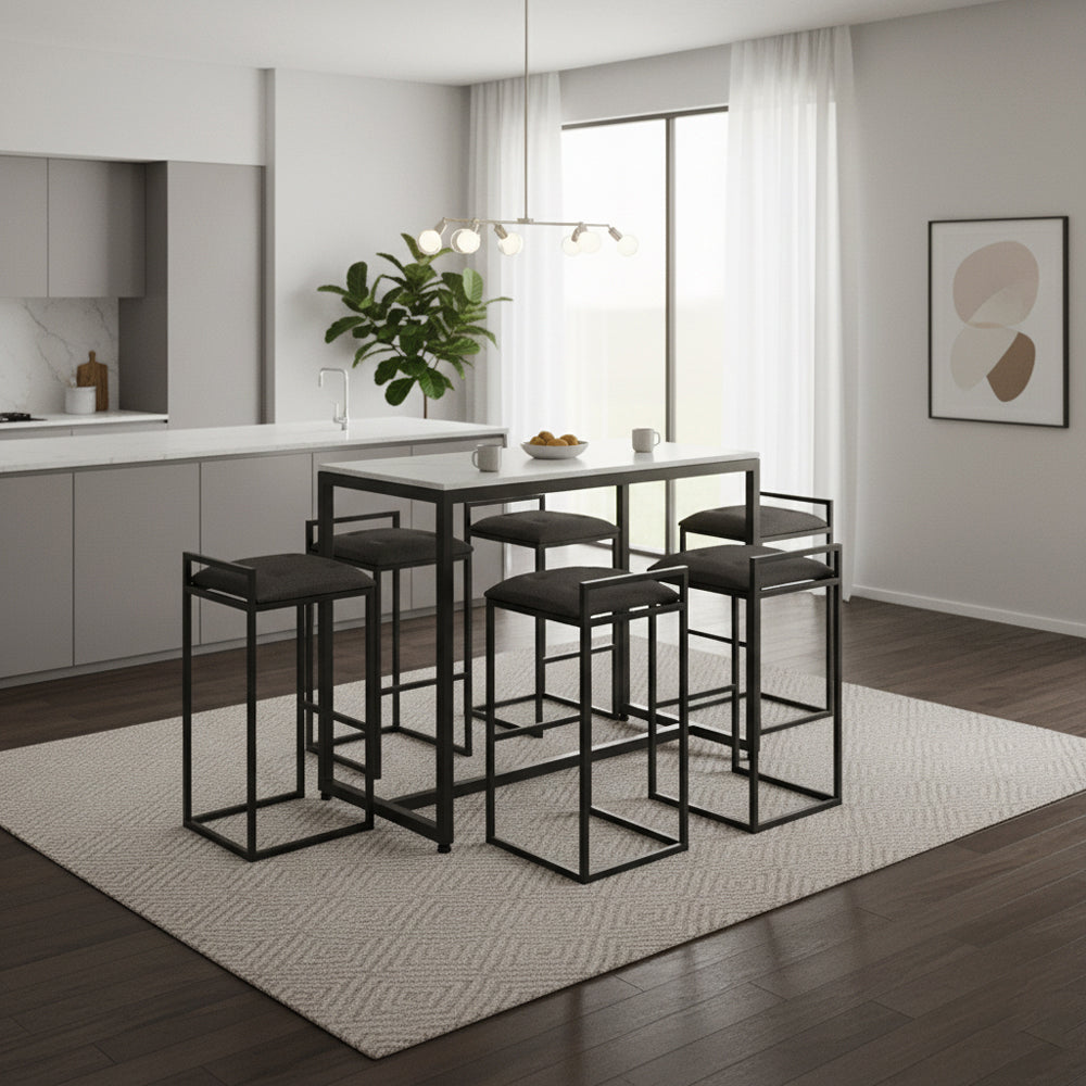 Combo Comedor Terraza Barcelona Cuarzo 6 Personas + 6 Sillas Barcelona