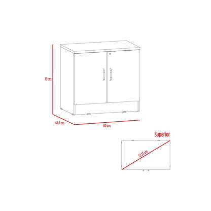 Gabinete Archivador 2 Puertas + 1 Chapa Home Office - Negro Soft / Coñac