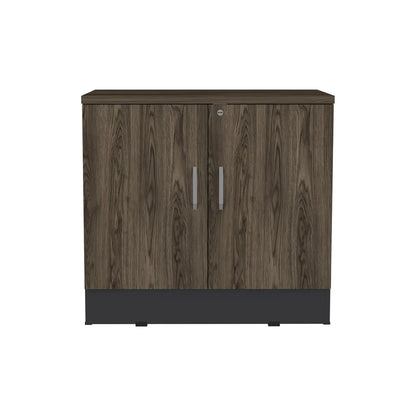 Gabinete Archivador 2 Puertas + 1 Chapa Home Office - Negro Soft / Coñac