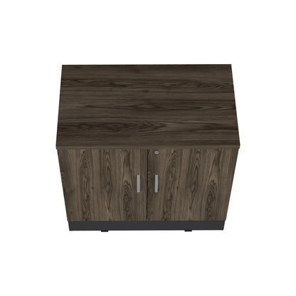 Gabinete Archivador 2 Puertas + 1 Chapa Home Office - Negro Soft / Coñac