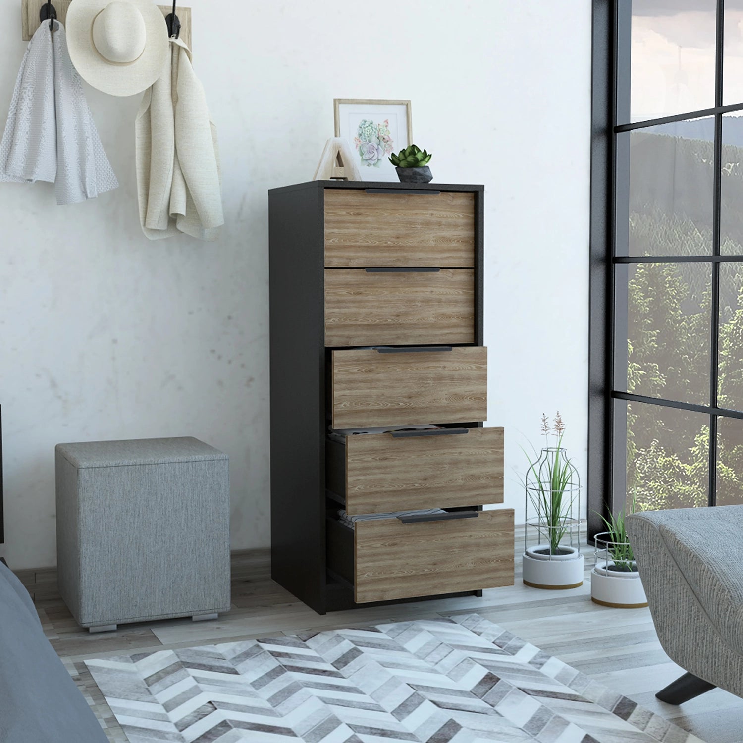 Comoda Kaia / 5 Cajones - Wengue / Miel