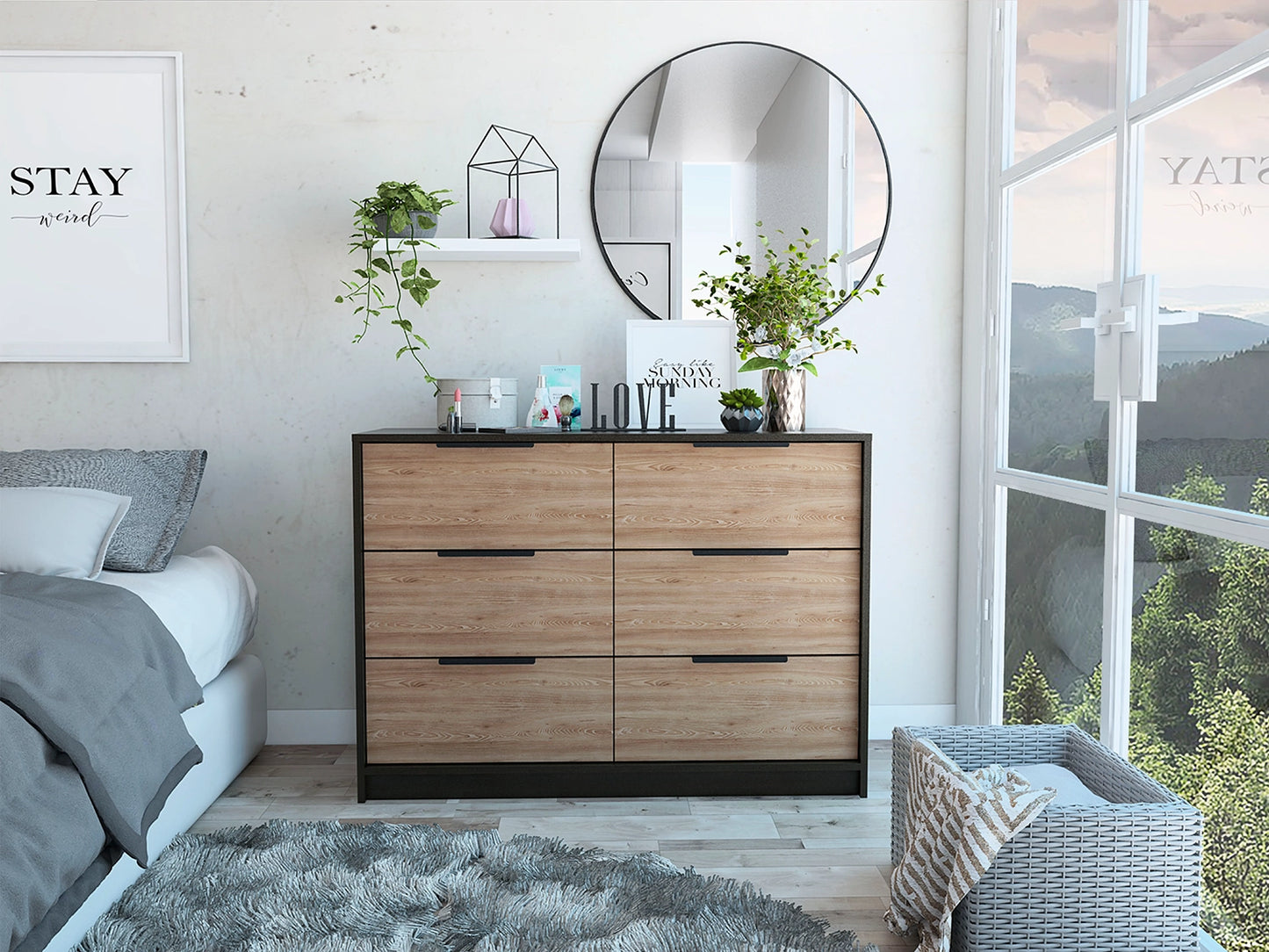 Comoda Kaia 4 Cajones / 2 Puertas - Wengue / Miel