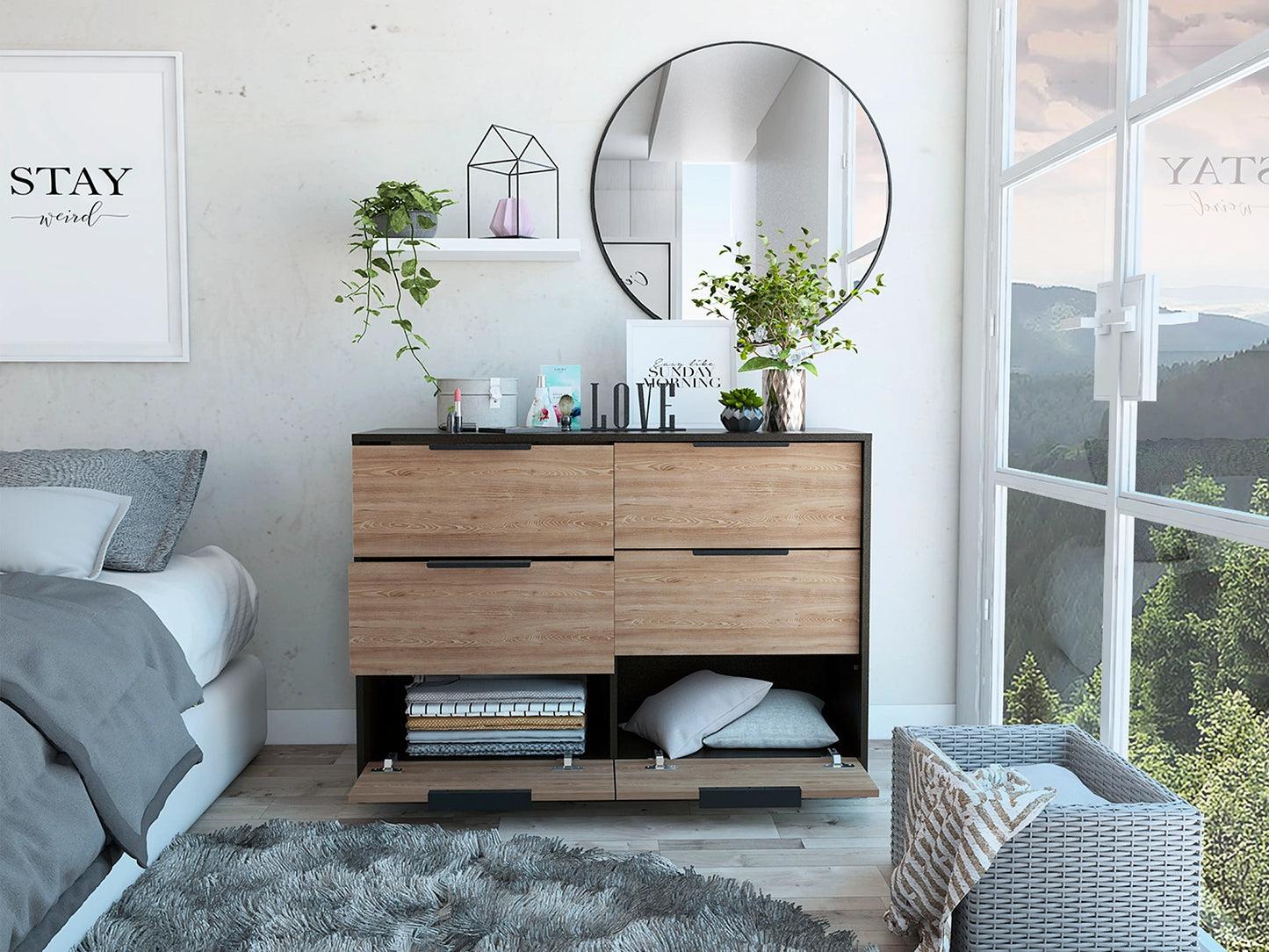 Comoda Kaia 4 Cajones / 2 Puertas - Wengue / Miel