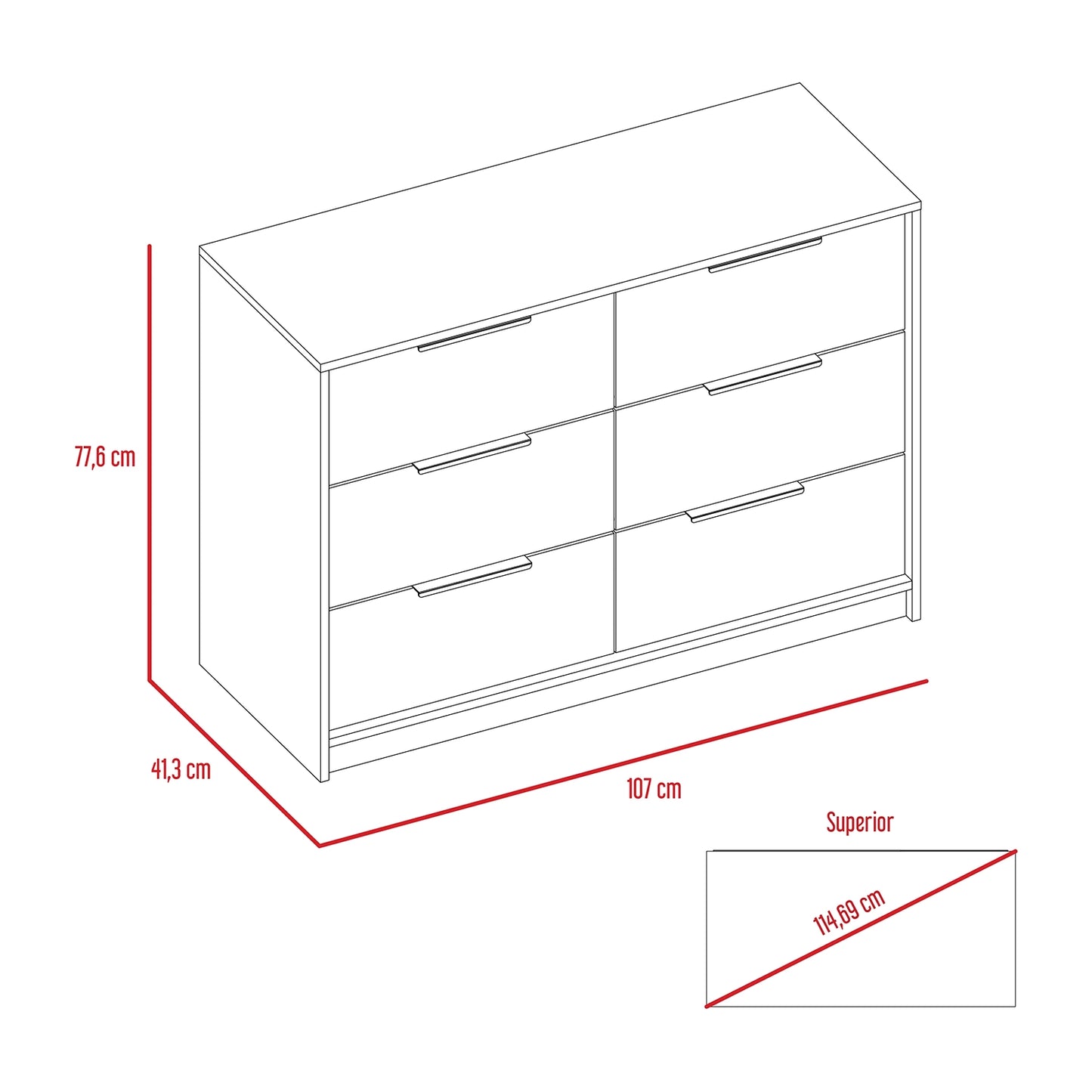 Comoda Kaia 4 Cajones / 2 Puertas - Wengue / Miel