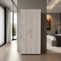 Closet Tera Ceniza y Blanco Vainilla, Dos Puertas Abatibles y Dos Tubos Cromados