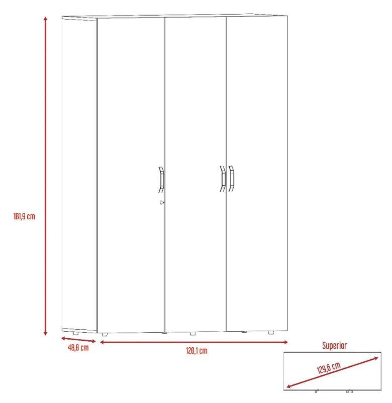 Closet Roko, Chocolate y Blanco, con Tres Puertas Abatibles con Cerradura y Variedad de Entrepaños - vista 7