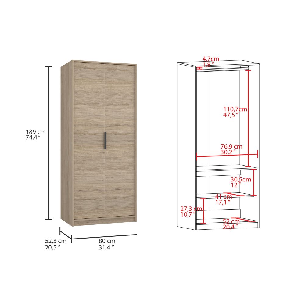 Closet Kaia, Blanco Marqueza, con dos puertas batientes y variedad de entrepaños - vista 5