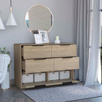 Cómoda Kaia, Rovere y Blanco Marqueza, con cuatro cajones deslizables y dos puertas batientes - vista 2
