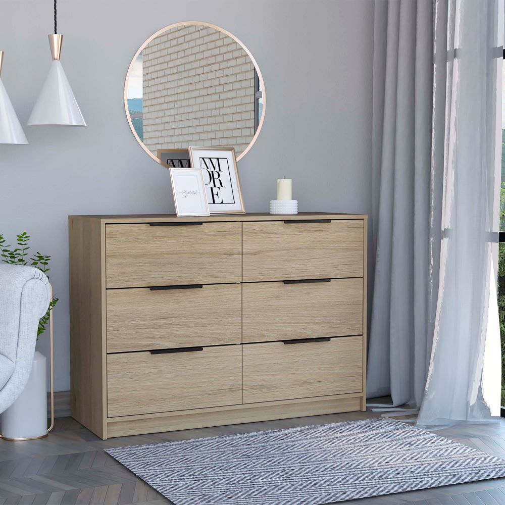 Cómoda Kaia, Rovere y Blanco Marqueza, con cuatro cajones deslizables y dos puertas batientes - vista 1