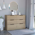 Cómoda Kaia, Rovere y Blanco Marqueza, con cuatro cajones deslizables y dos puertas batientes - vista 1