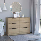 Cómoda Kaia, Rovere y Blanco Marqueza, con cuatro cajones deslizables y dos puertas batientes - vista 1