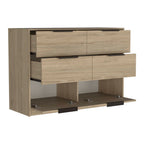 Cómoda Kaia, Rovere y Blanco Marqueza, con cuatro cajones deslizables y dos puertas batientes - vista 3