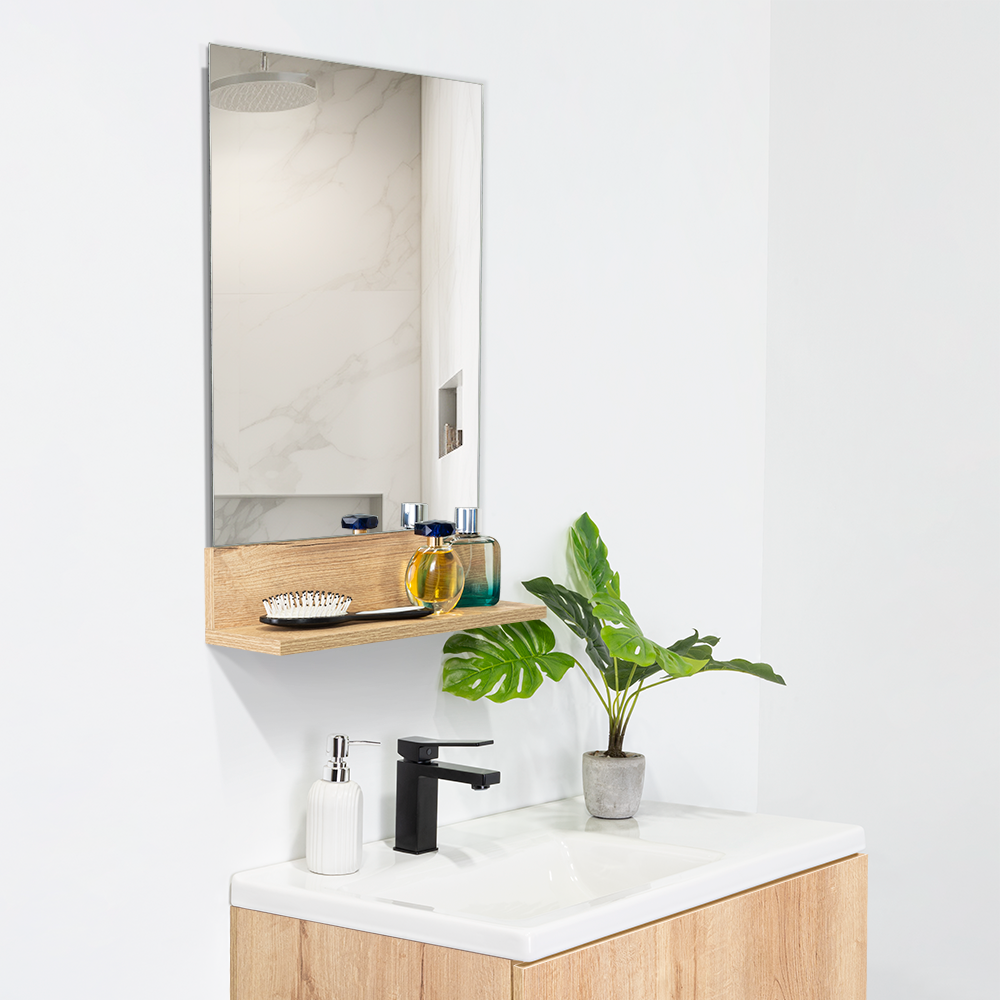 Espejo Lilo Rectangular Repisa De Madera