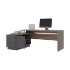 Escritorio En L Una Puerta -  Repisas Office W-179, Avellana Y Plomo - vista 6