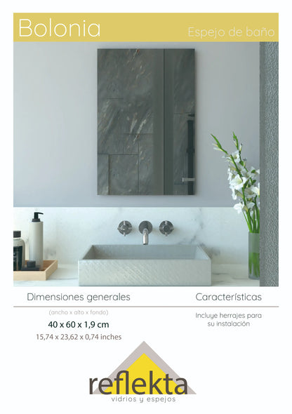 Espejo Bolonia Rectangular - Vidrio Rectangular