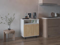 Mesa de Cocina Lona, Blanco Duqueza y Fresno Europeo, con 2 puertas abatibles y espacio para microondas - vista 1