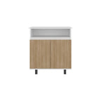 Mesa de Cocina Lona, Blanco Duqueza y Fresno Europeo, con 2 puertas abatibles y espacio para microondas - vista 5