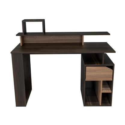Escritorio Recto Con Repisas Office W-120 - Habano / Miel