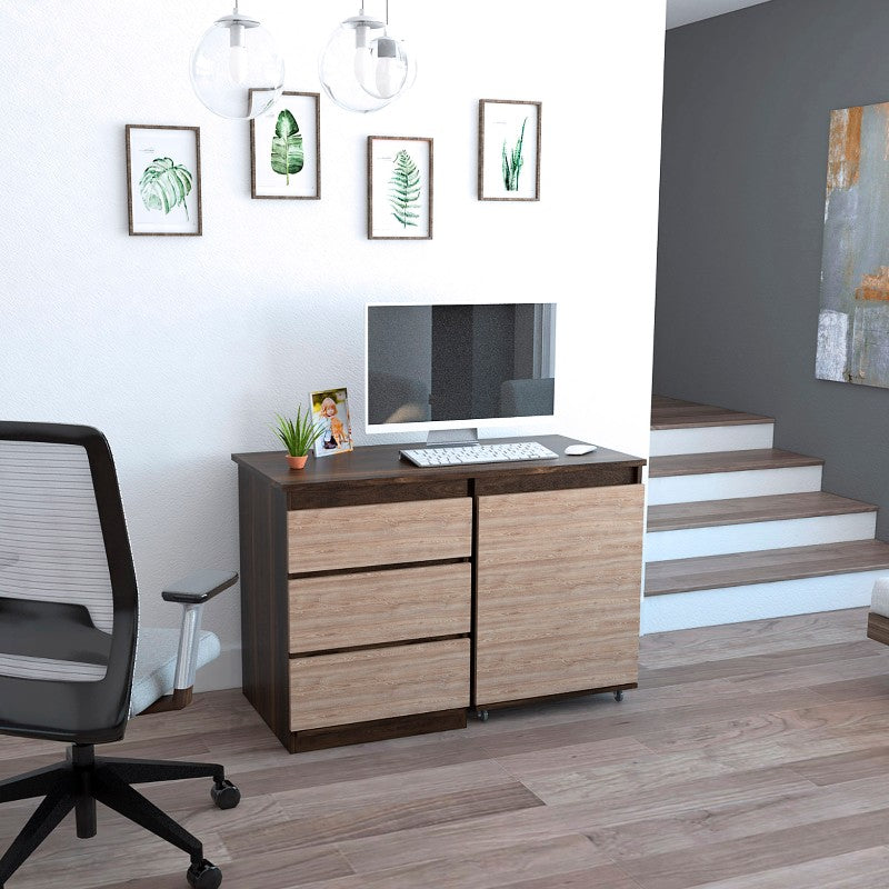 Escritorio Office, Habano y Miel, con tres cajones deslizables y con amplio espacio de trabajo - vista 5