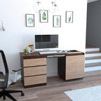 Escritorio Office, Habano y Miel, con tres cajones deslizables y con amplio espacio de trabajo - vista 2