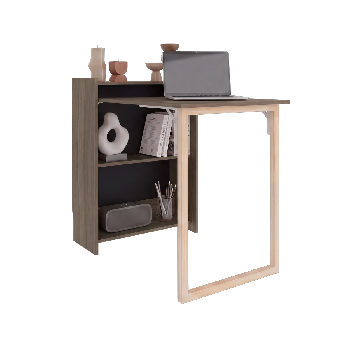 Escritorio Plegable Lesli, Avellana, con un Diseño Funcional y Práctico - vista 3
