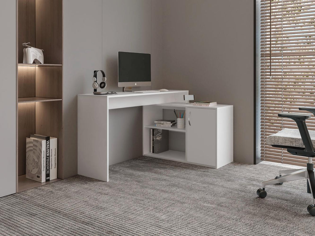 Escritorio En L Una Puerta, Blanco Duqueza, con amplio espacio de trabajo - vista 6
