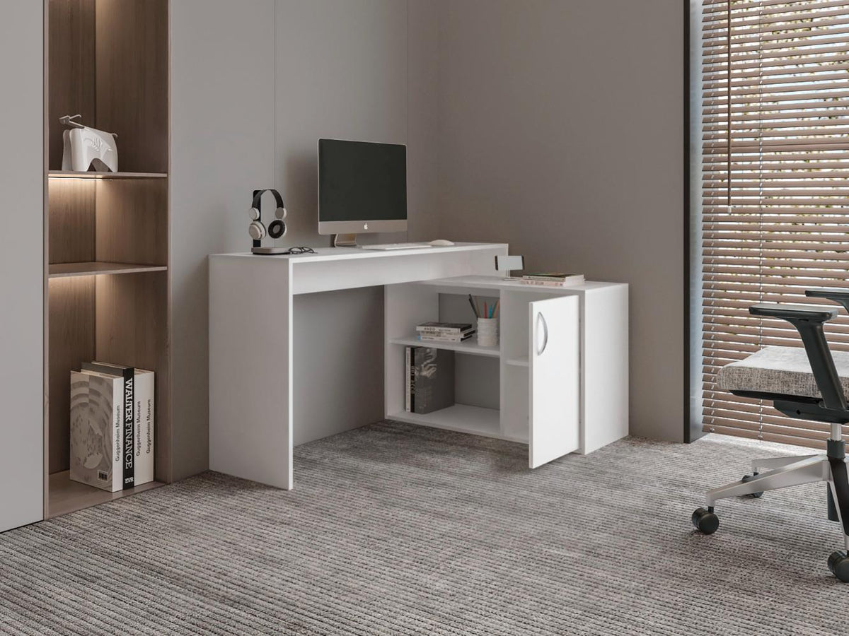 Escritorio En L Una Puerta, Blanco Duqueza, con amplio espacio de trabajo - vista 5