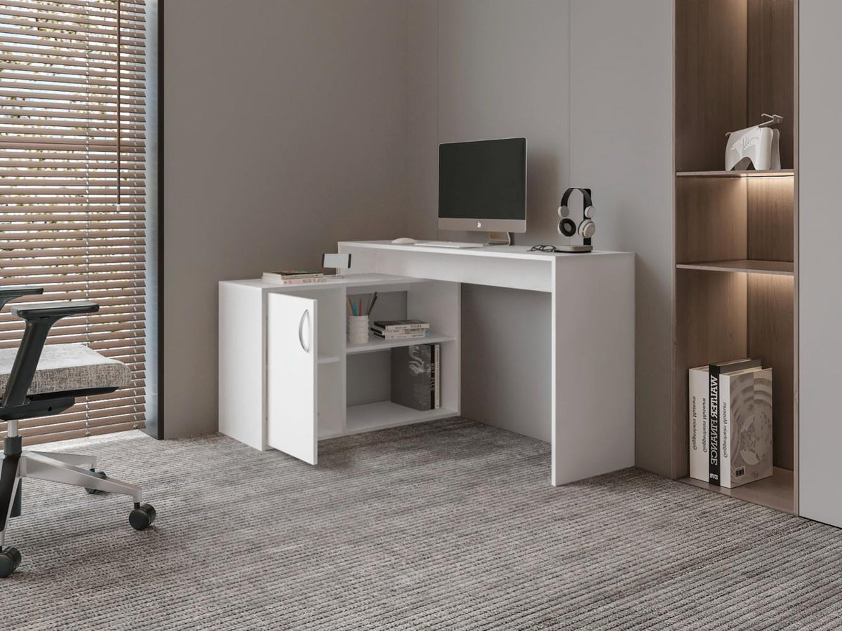 Escritorio En L Una Puerta, Blanco Duqueza, con amplio espacio de trabajo - vista 4