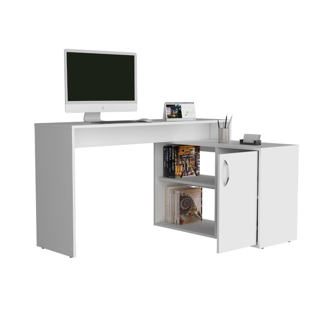 Escritorio En L Una Puerta, Blanco Duqueza, con amplio espacio de trabajo - vista 1