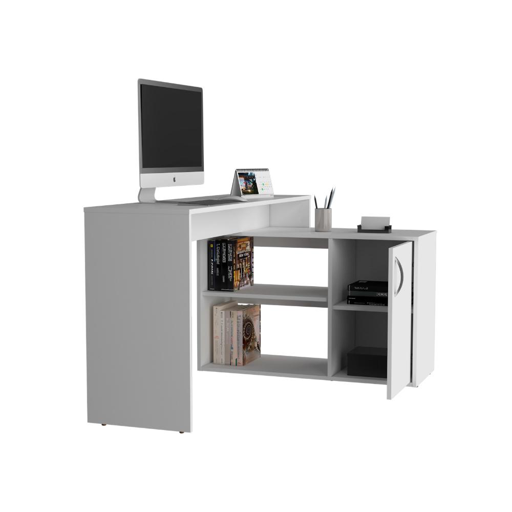 Escritorio En L Una Puerta, Blanco Duqueza, con amplio espacio de trabajo - vista 2