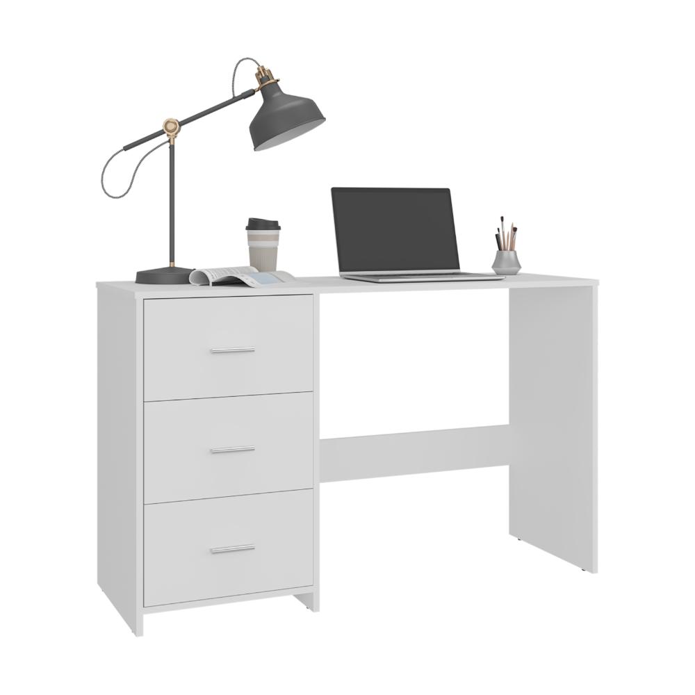 Escritorio Eco, Blanco Duqueza, con Tres Cajoneras Manijas Metálicas y Amplio Espacio de Almacenamiento - vista 3