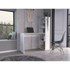 Escritorio Estantería Z 120, Blanco y Duna, con tres entrepaños y amplio espacio de trabajo - vista 5