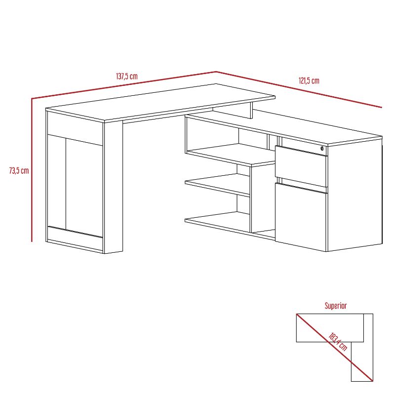 Escritorio Alteza, Duna, con dos cajones deslizables y mesa lisa con amplio espacio - vista 7